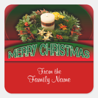 Holly n Christmas decorations modern Square Sticker