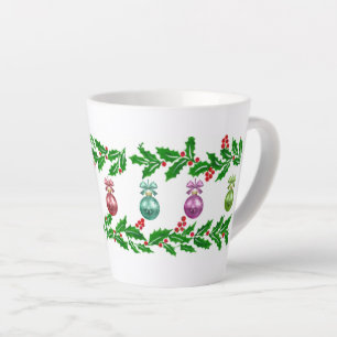 Holly Ornaments Latte Mug