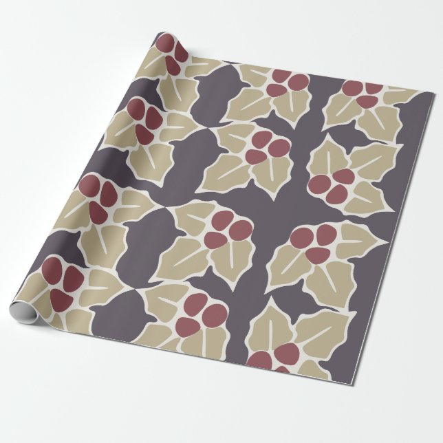 Holly Pattern  Wrapping Paper (Unrolled)