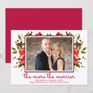 Holly Photo Christmas Pregnancy Announcement Cards