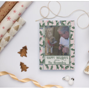 Holly Photo Holiday Card