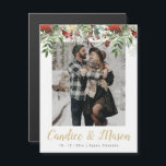 HOLLY Photo Winter Christmas Save The Date Magnet<br><div class="desc">This is a holiday themed save the date magnet featuring a beautiful evergreen watercolor drop. This design is tied together with a handwritten calligraphy font paired with a modern typeface. Use the "personalise this template" button to make this magnet completely your own!</div>