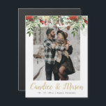 HOLLY Photo Winter Christmas Save The Date Magnet<br><div class="desc">This is a holiday themed save the date magnet featuring a beautiful evergreen watercolor drop. This design is tied together with a handwritten calligraphy font paired with a modern typeface. Use the "personalise this template" button to make this magnet completely your own!</div>