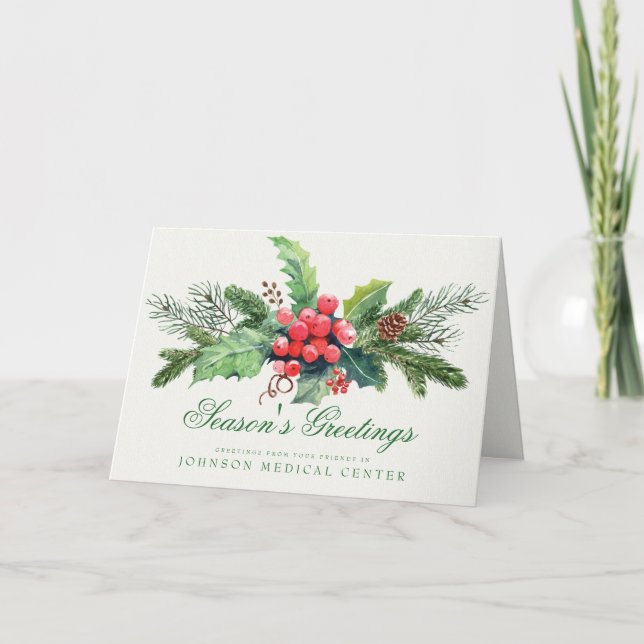 Holly Pine & Berry | Medical Holiday Greetings (Front)
