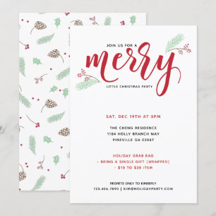Holly & Pine Merry Little Christmas Party Invitation