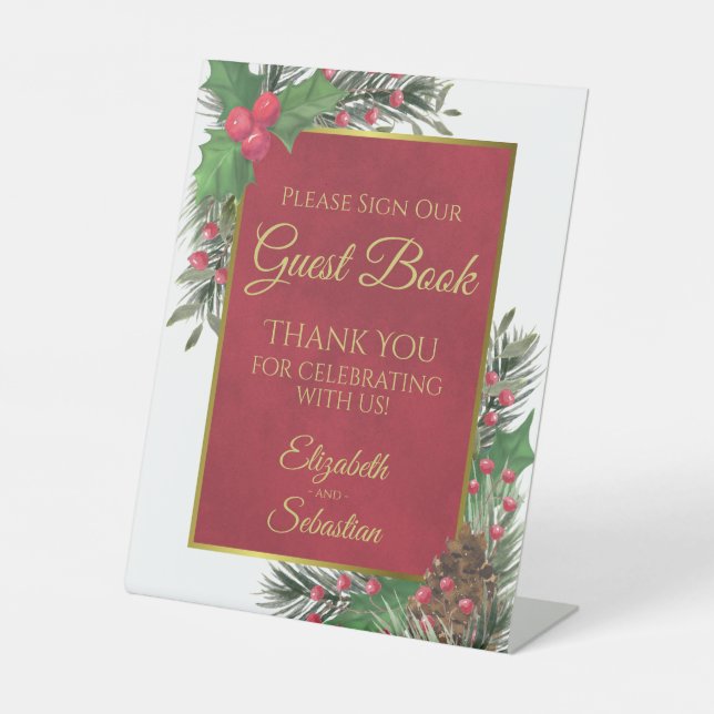 Holly & Pine Please Sign Our Guestbook Sign (Front)