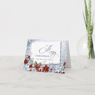 Holly & Pine Rustic Christmas Greeting Holiday Card