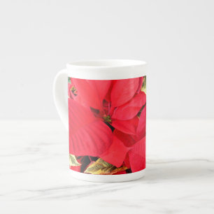 Holly Point Poinsettias Holiday Floral Bone China Mug