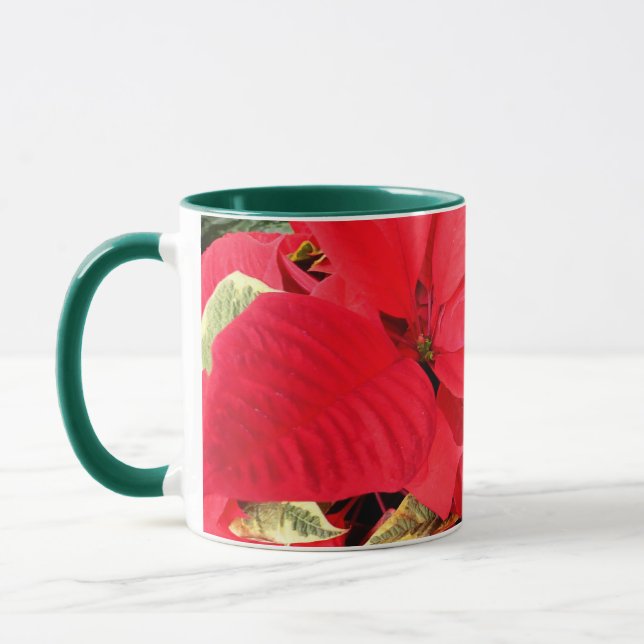 Holly Point Poinsettias Holiday Floral Mug (Left)