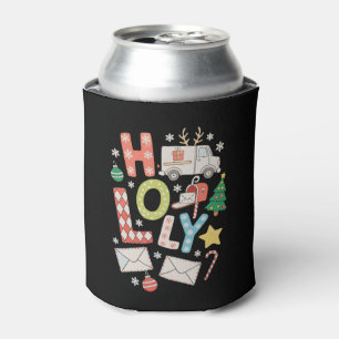 Holly Postal Worker Christmas Xmas Holiday Season Can Cooler