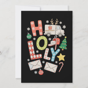 Holly Postal Worker Christmas Xmas Holiday Season Card