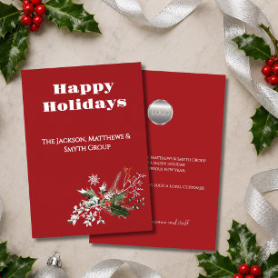 Holly Professional Business Happy Holiday Silver