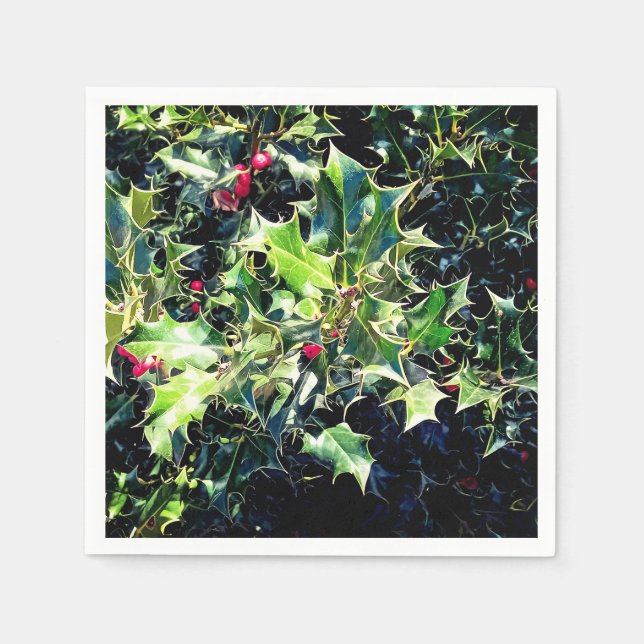 Holly , red berries napkin (Front)