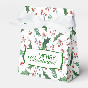 Holly Red Berry Christmas Favour Box