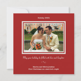 Holly red christmas holiday photo greeting card