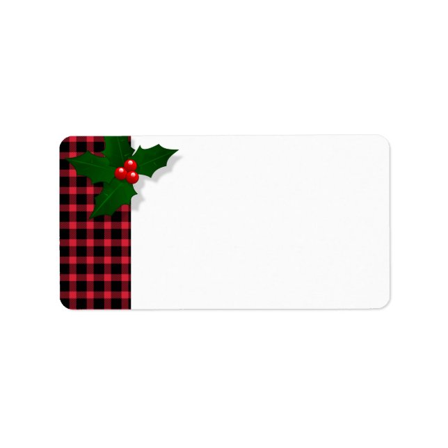 Holly Red Christmas Plaid Blank Label (Front)