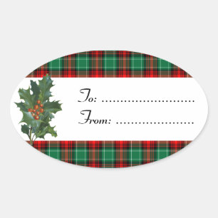Holly Red Green Plaid Custom Sticker