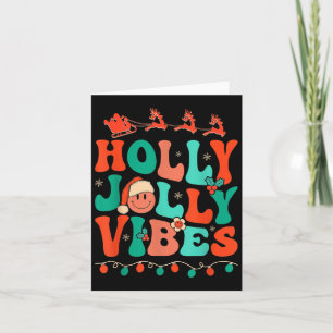 Holly Retro Groovy Christmas Jolly Vibes Santa Hip Card