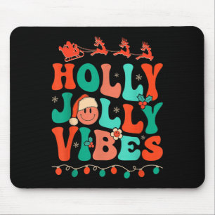 Holly Retro Groovy Christmas Jolly Vibes Santa Hip Mouse Mat