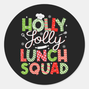Holly Retro Jolly Lunch Squad Cafeteria Lunch Lady Classic Round Sticker