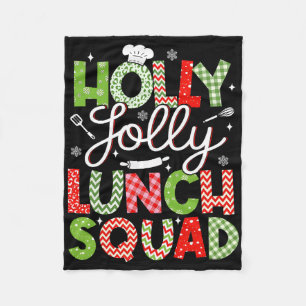 Holly Retro Jolly Lunch Squad Cafeteria Lunch Lady Fleece Blanket