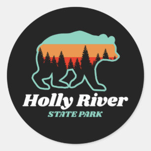 Holly River State Park West Virginia Bear Retro Classic Round Sticker