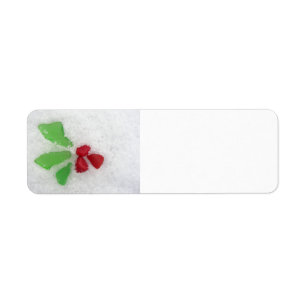 "Holly" Sea Glass on Snow Return Address Label