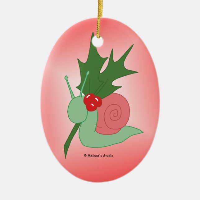 Holly Snail Ceramic Tree Decoration (Front)