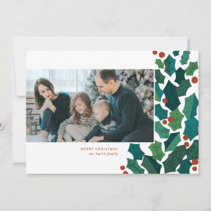 Holly Spray Christmas Holiday Card