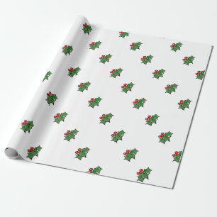 Holly Sprig Wrapping Paper