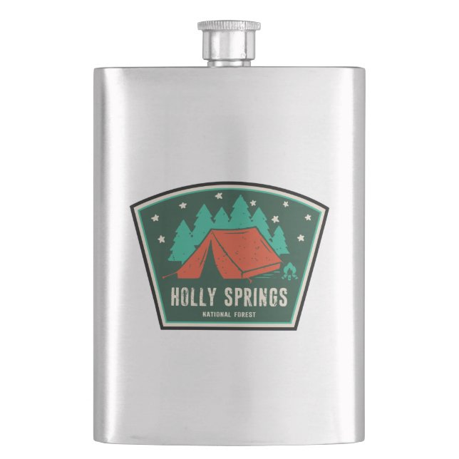Holly Springs National Forest Mississippi Camping Hip Flask (Front)