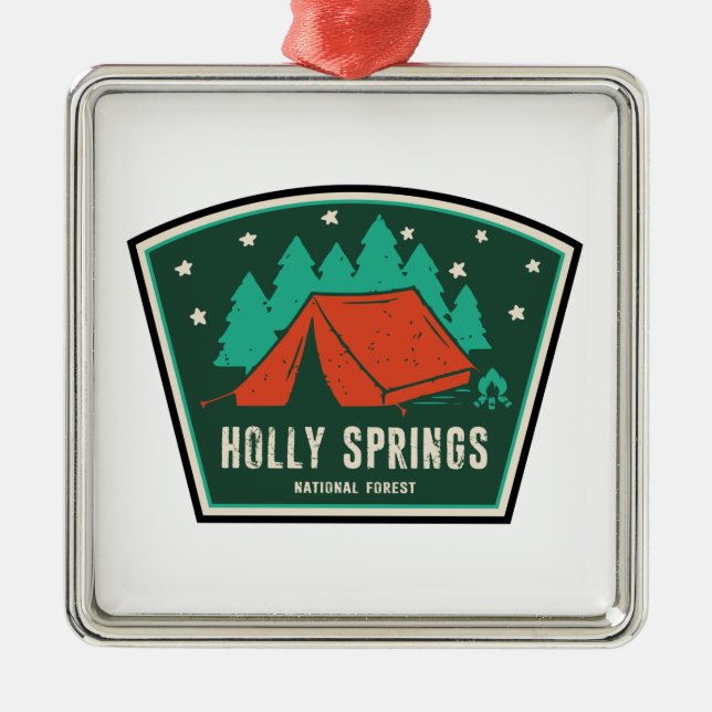 Holly Springs National Forest Mississippi Camping Metal Tree Decoration (Front)