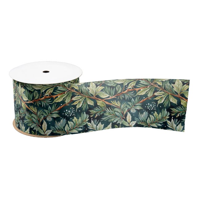 Holly, Spruce, Snow Green Satin Ribbon (Spool)
