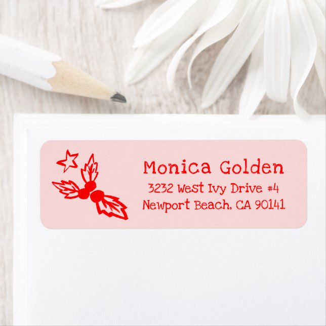 Holly Star CHRISTMAS Holiday Return Address (Insitu)