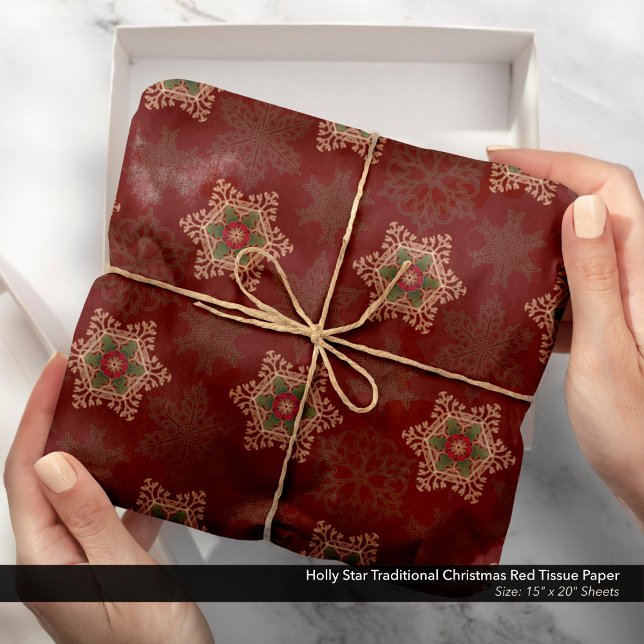 Holly Star Traditional Christmas Red Tissue Paper (Holly Star Traditional Christmas Red Tissue Paper)