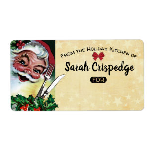 Holly utensils Christmas food holiday baking Label