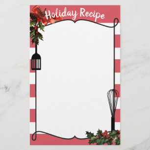 Holly utensils Christmas recipe menu letterhead