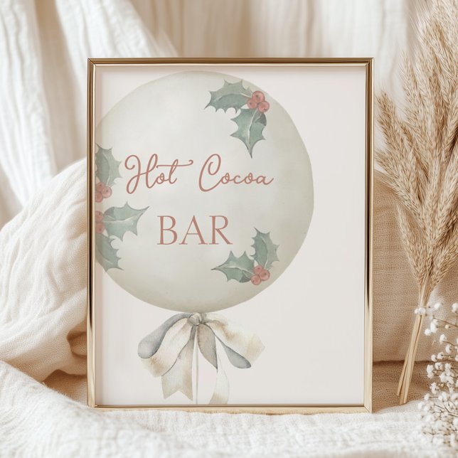 Holly Vintage Balloon Birthday Hot Cocoa Bar Poster (Creator Uploaded)