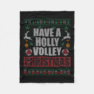Holly Volley Volleyball Ugly Christmas Xmas Mens W Fleece Blanket