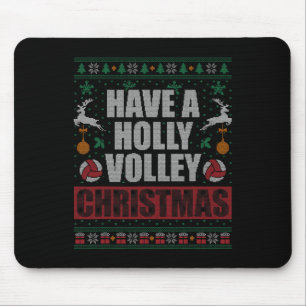 Holly Volley Volleyball Ugly Christmas Xmas Mens W Mouse Mat