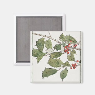 Holly Watercolor Painting, Hannah Borger Overbeck Magnet