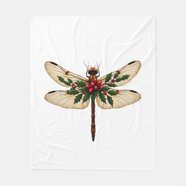 Holly Winged Dragonfly Fleece Blanket (Front)