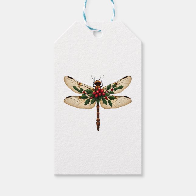Holly Winged Dragonfly Gift Tags (Front)