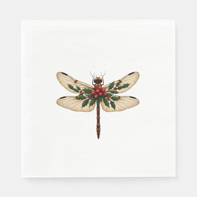 Holly Winged Dragonfly Napkin (Front)