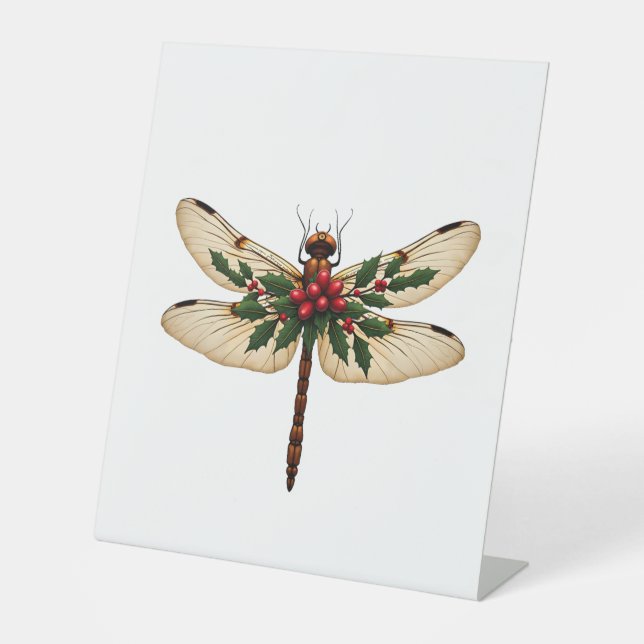 Holly Winged Dragonfly Pedestal Sign (Front)