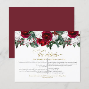 HOLLY Winter Christmas Burgundy Wedding Details Invitation