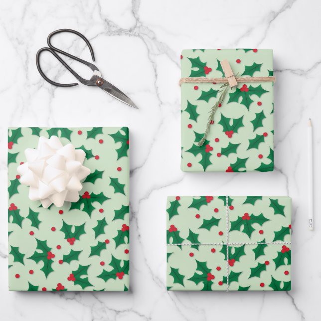 Holly Wrapping Paper Sheet (Front)