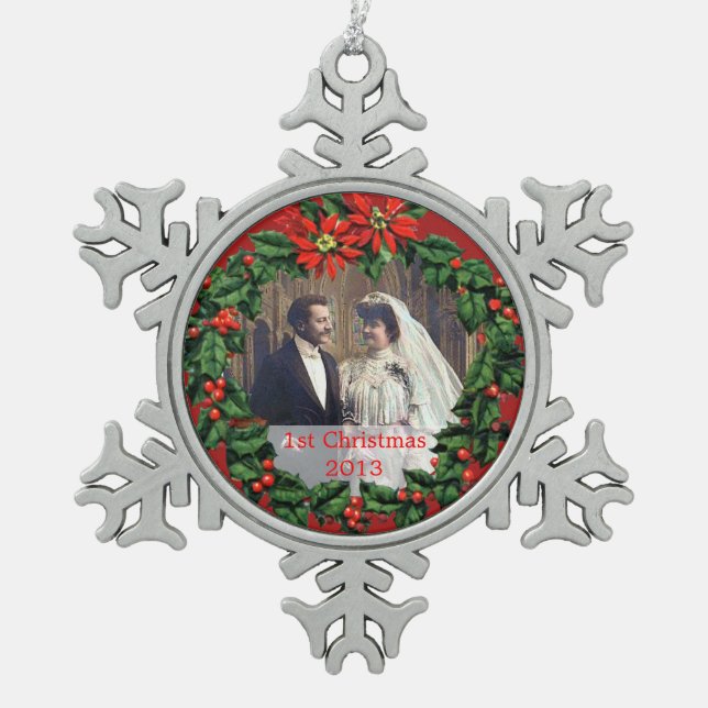 Holly Wreath 1st Christmas Together Ornament (Front)