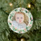 Holly Wreath Baby 1st Christmas Photo Ornament