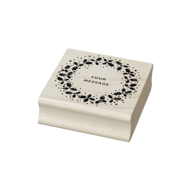 Holly Wreath + Berries Custom Text/Names/Monogram Rubber Stamp (Stamp)